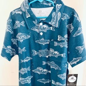 NWT Unique Tropical Fish Print Polo Shirt - Boys 8
